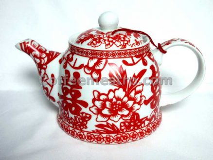 Chinese Style "Double Happiness" Tea Pot and Cup Set