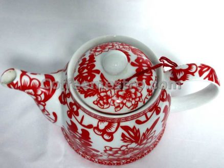 Chinese Style "Double Happiness" Tea Pot and Cup Set