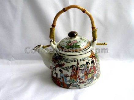 Chinese Style "Fairy Ladies in Heaven" Graphic Tea Pot and 6 Cups Set