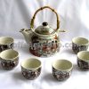 Chinese Style "Fairy Ladies in Heaven" Graphic Tea Pot and 6 Cups Set