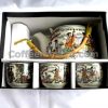 Chinese Style "Fairy Ladies in Heaven" Graphic Tea Pot and 6 Cups Set