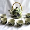 Chinese Style "Pandas" Graphic Ceramic Tea Pot and 6 Cups Set