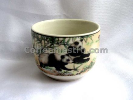 Chinese Style "Pandas" Graphic Ceramic Tea Pot and 6 Cups Set