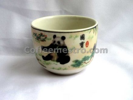 Chinese Style "Pandas" Graphic Ceramic Tea Pot and 6 Cups Set