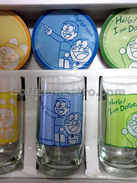 Doraemon Glass with Coaster Box Set (4 Glasses and 4 Coasters)