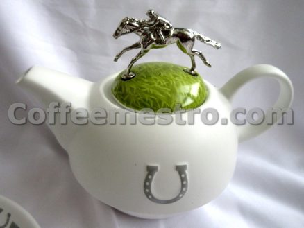 Horseshoe Graphic Ceramic Tea Pot and Cup Box Set