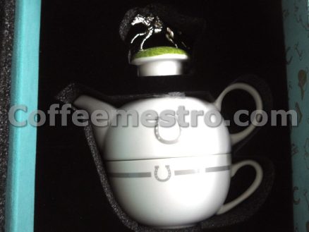 Horseshoe Graphic Ceramic Tea Pot and Cup Box Set