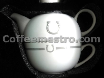 Horseshoe Graphic Ceramic Tea Pot and Cup Box Set