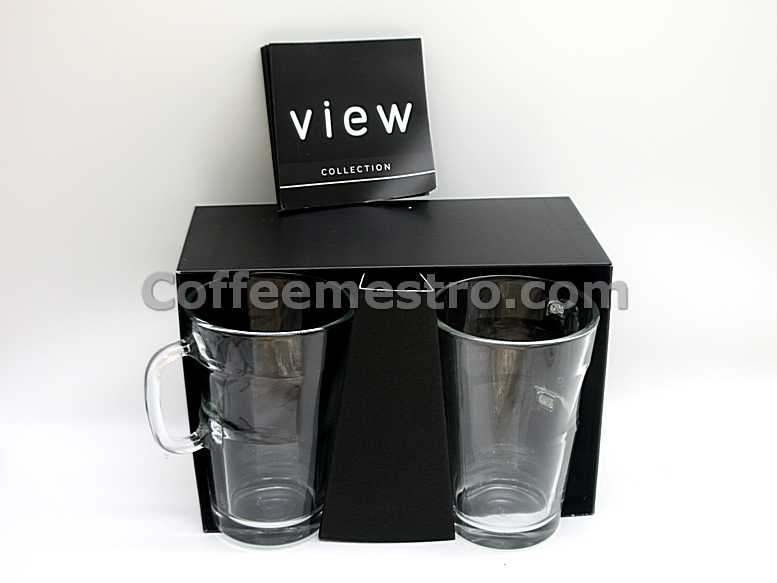 Nespresso Set of 2 View Collection Lungo Glass Cups & Saucers New In Box  NIB