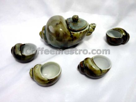 Sea Shell Shape Ceramic Tea Pot and 4 Cups Set