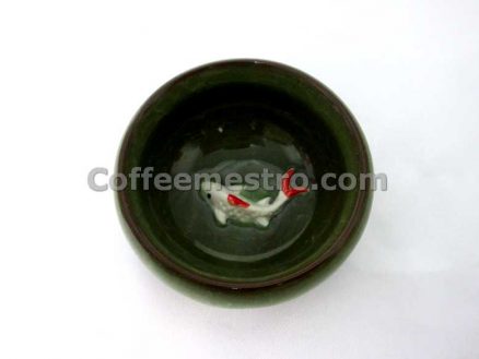 Six Ceramic Tea Cups with Koi Fish Shape at the Bottom