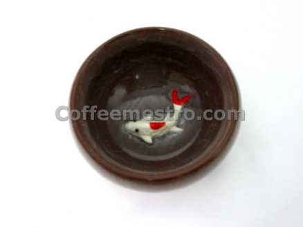 Six Ceramic Tea Cups with Koi Fish Shape at the Bottom