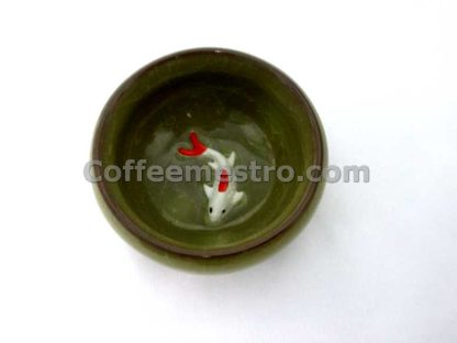 Six Ceramic Tea Cups with Koi Fish Shape at the Bottom