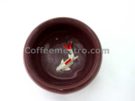 Six Ceramic Tea Cups with Koi Fish Shape at the Bottom