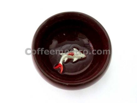 Six Ceramic Tea Cups with Koi Fish Shape at the Bottom