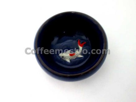 Six Ceramic Tea Cups with Koi Fish Shape at the Bottom