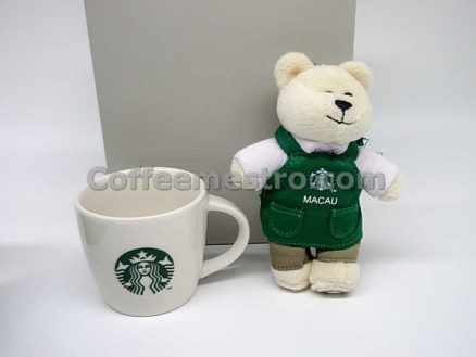 Starbucks Macau Bearista Bear KeyChain & 3oz Coffee Mug