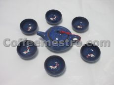 Tea Set with 1 Teapot and 6 Cups with Koi Fish Shape at the Bottom