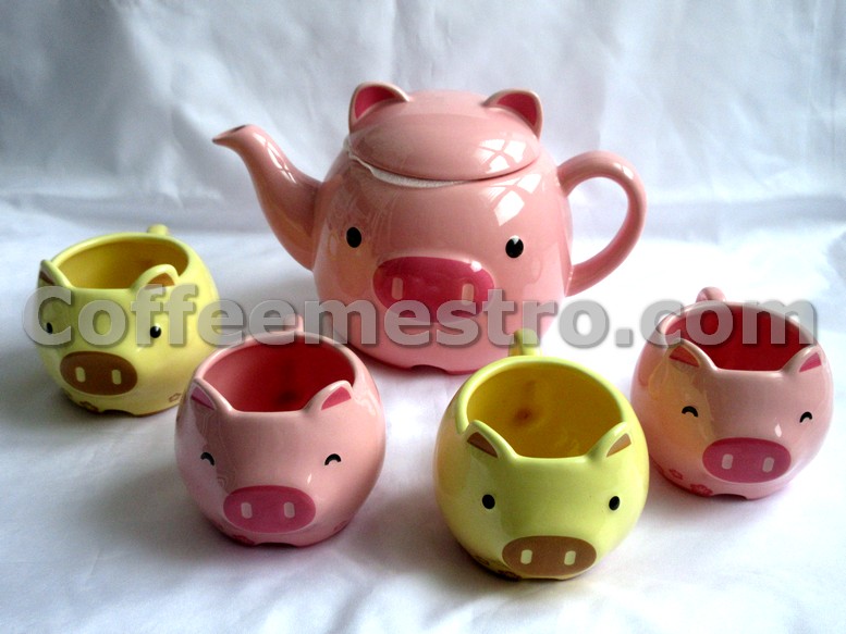 Toyota Hong Kong Pig Graphic Ceramic Teapot Set Limited Edition